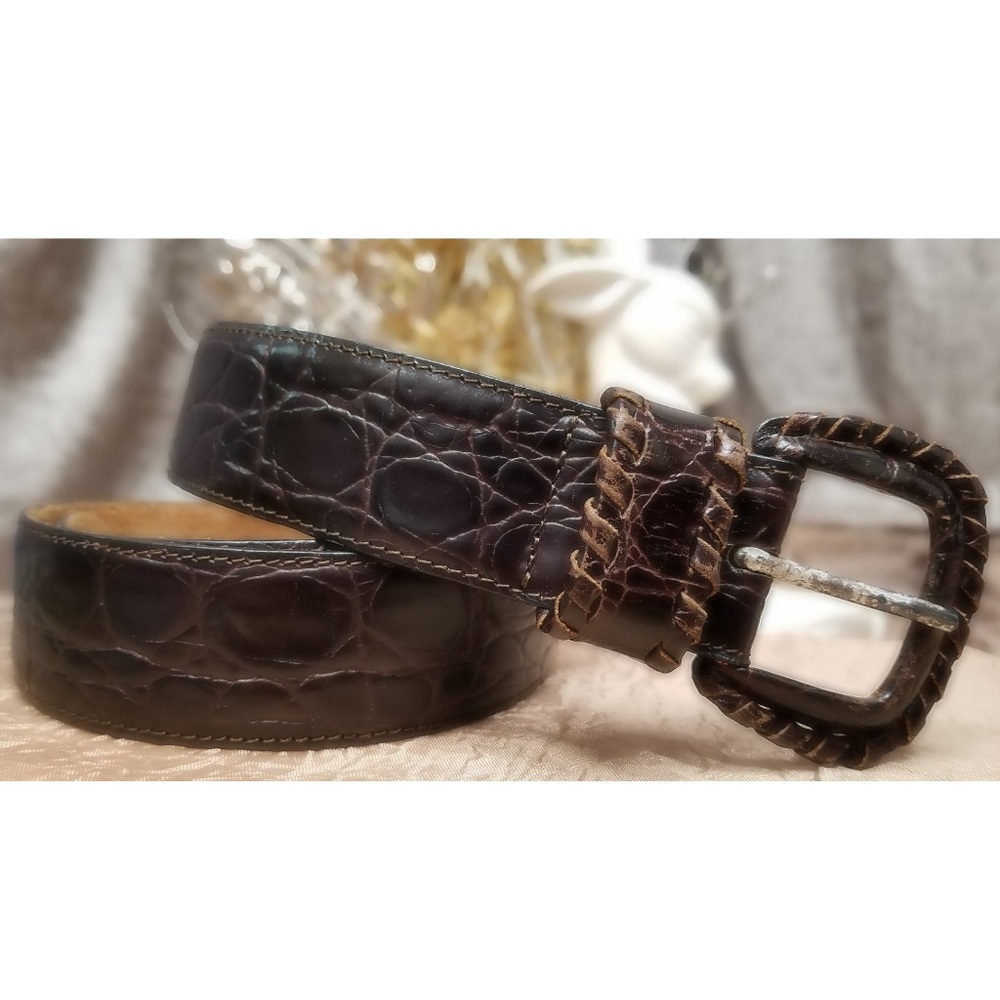 Giorgio Armani Belt Brown Italian Laced Leather - Picture 1 of 4